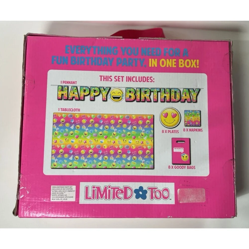 Limited Too Y2K Emoji Birthday Party In A Box Kit Set Tablecloth Banner